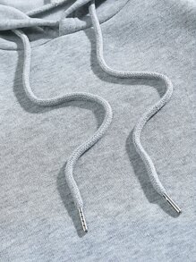 SHEIN EZwear Butterfly & Letter Graphic Drawstring Thermal Lined Hoodie - Light Grey - View 7