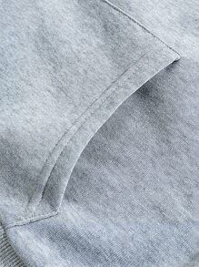 SHEIN EZwear Butterfly & Letter Graphic Drawstring Thermal Lined Hoodie - Light Grey - View 6