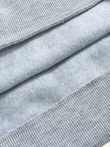 SHEIN EZwear Butterfly & Letter Graphic Drawstring Thermal Lined Hoodie - Light Grey - View 4