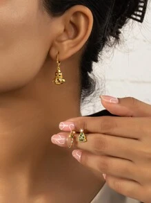 3 pares Pendientes sombrero de Navidad - Multicolor - Ver 1