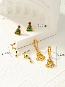 3 pares Pendientes sombrero de Navidad - Multicolor - Ver 3