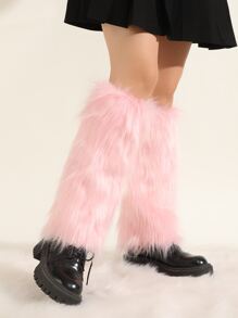Fluffy Leg Warmers - Pink - View 2