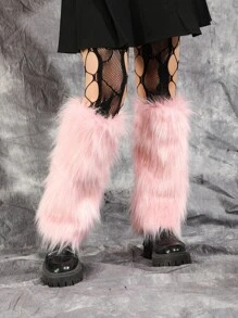 Fluffy Leg Warmers - Pink - View 3