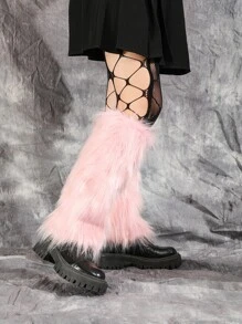 Fluffy Leg Warmers - Pink - View 4