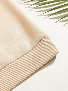 SHEIN EZwear Rainbow & Slogan Graphic Thermal Lined Sweatshirt - Apricot - View 6