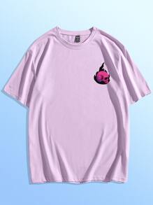 galactixy ROMWE MEN Hombres Camiseta algodón con estampado de esqueleto - Púrpura malva - Ver 2