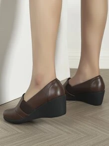 Minimalist Slip On Wedge Shoes - Chocolate Brown - View 4