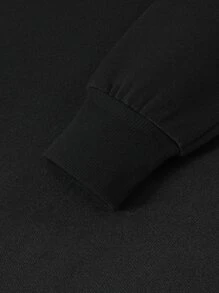 Men Letter & Cartoon Graphic Pullover - Black - View 5