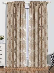 Damask Pattern Single Panel Sheer Curtain