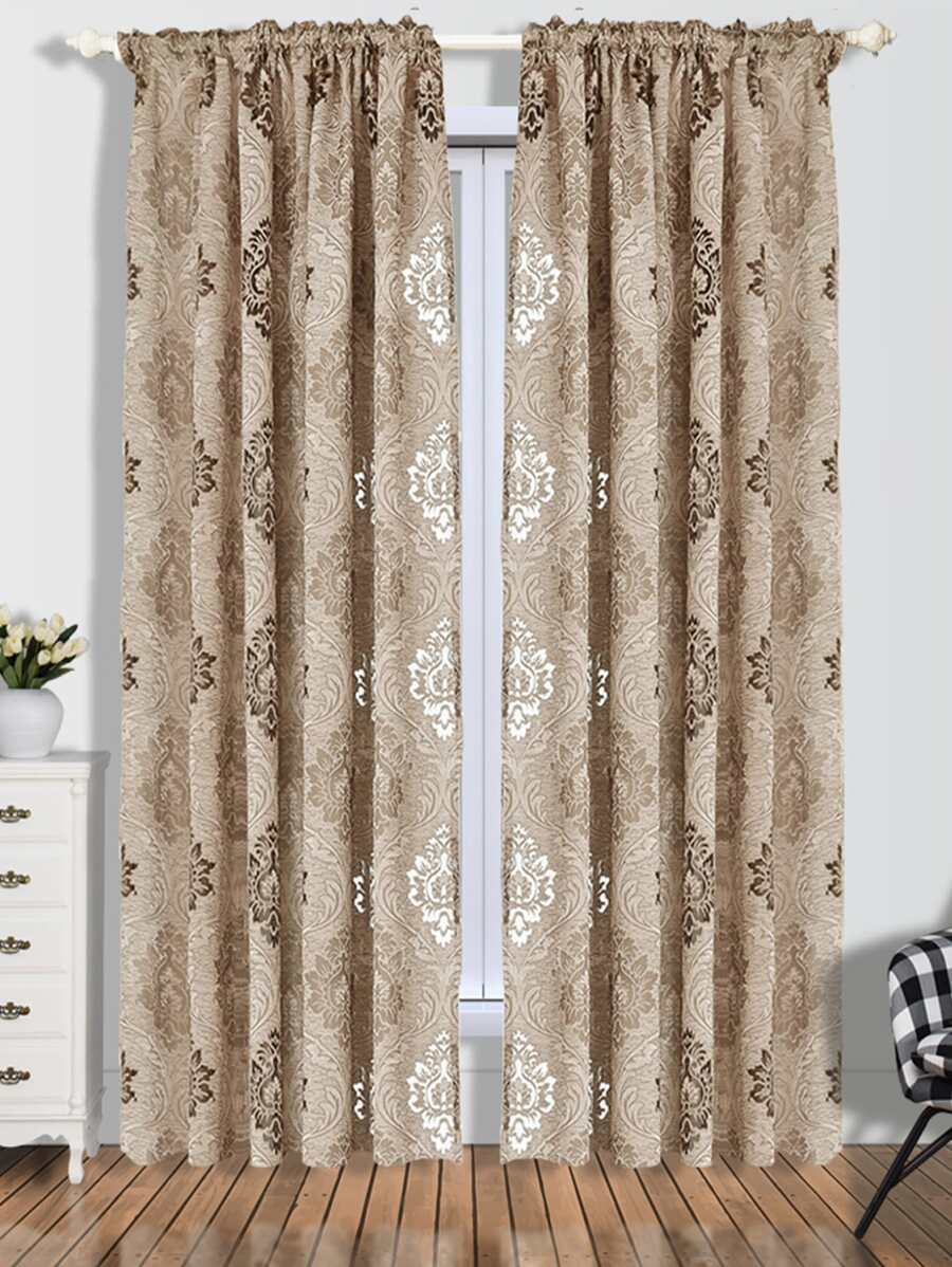Damask Pattern Single Panel Sheer Curtain