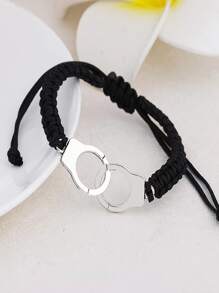 Fashionable And Popular Men Handcuff Decor Bracelet Stainless Steel Punk Hip Pop Style For Jewelry Gift And For A Stylish Look - Black - View 1