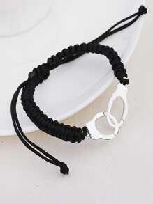 Fashionable And Popular Men Handcuff Decor Bracelet Stainless Steel Punk Hip Pop Style For Jewelry Gift And For A Stylish Look - Black - View 2