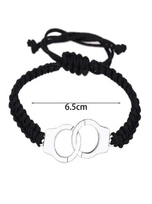 Fashionable And Popular Men Handcuff Decor Bracelet Stainless Steel Punk Hip Pop Style For Jewelry Gift And For A Stylish Look - Black - View 3