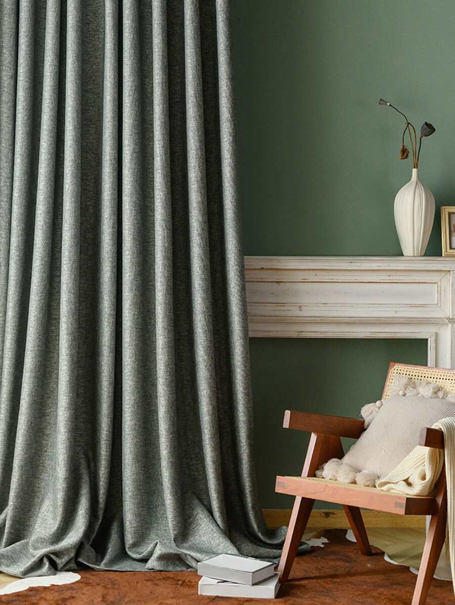 Panel única Cortina opaca liso - Verde - Ver 1