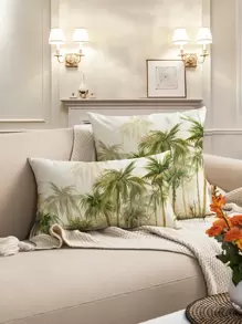 1/2pcs Tropical Rainforest Digital Printing Pillowcase, Coconut Tree Pattern Linen-Like Cushion Cover For Living Room, Bedroom, Sofa, Outdoor Garden Decoration, All Season Pillow Sham, Without Core, 30*50cm, 45*45cm, 50*50cm, 60*60cm - Multicolor - View 10
