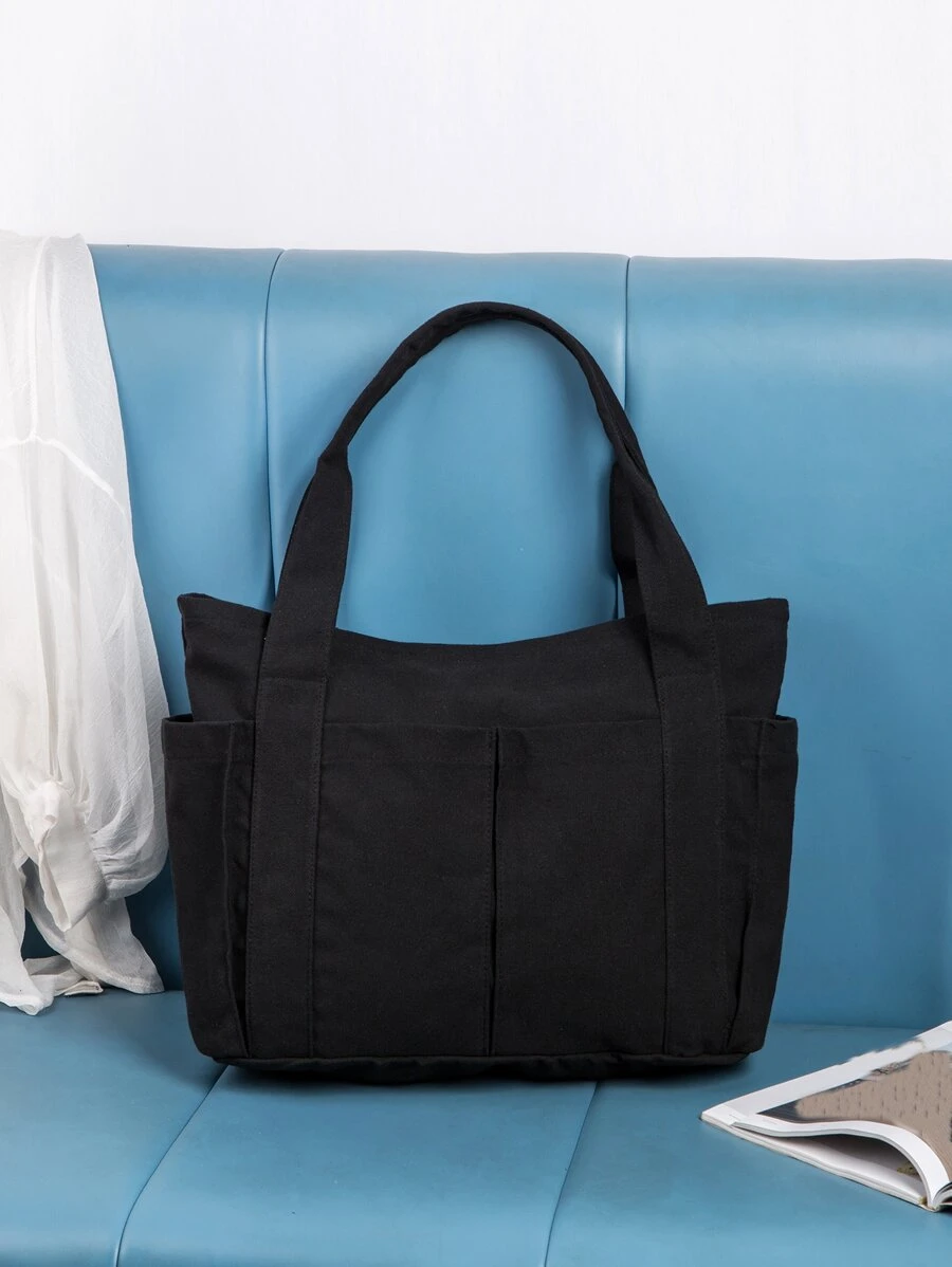 Bolsa de compras minimalista de gran capacidad - Negro - Ver 1