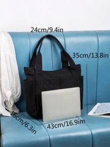 Bolsa de compras minimalista de gran capacidad - Negro - Ver 5