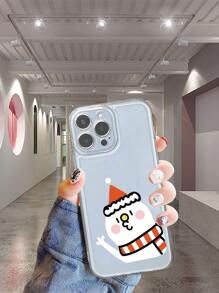 Christmas Cartoon Snowman Print Clear Phone Case - Multicolor - View 2