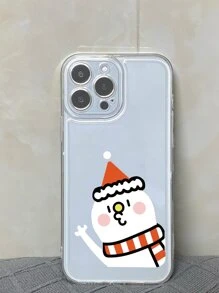 Christmas Cartoon Snowman Print Clear Phone Case - Multicolor - View 4