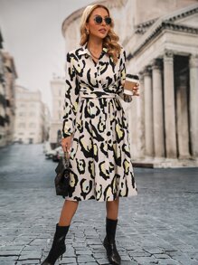 SHEIN Clasi Allover Print Button Front Shirt Dress - Multicolor - View 3