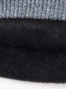 Manfinity 男士高領雜色針織加絨內裏套頭毛衣 - 灰色 - 查看 3