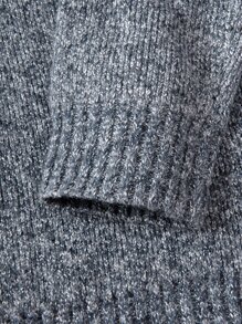 Manfinity 男士高領雜色針織加絨內裏套頭毛衣 - 灰色 - 查看 8