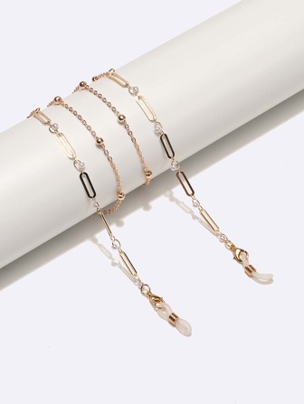 1 pieza Cadena para gafas ovalada con cuentas de perlas, casual para mujer de vacaciones