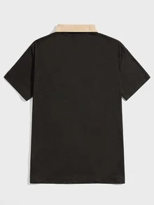 Manfinity Men Contrast Collar Polo Shirt - Black - View 2