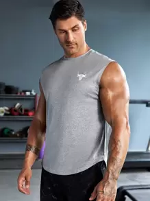 Manfinity Sport Corelite Boyfriend Style Men Cattle & Letter Graphic Sports Tank Top Workout Tops Tank Top Pack - Grey - View 3