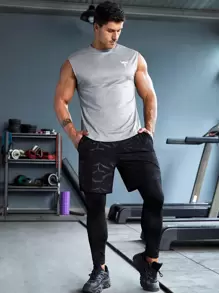 Manfinity Sport Corelite Boyfriend Style Men Cattle & Letter Graphic Sports Tank Top Workout Tops Tank Top Pack - Grey - View 5