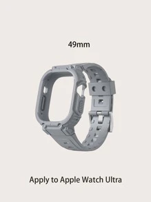 Dây đeo khung tích hợp kiểu áo giáp chất liệu TPU Tương thích với Apple Watch 4/5/6/7/8/9 - Xám - Xem 5