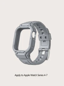 Dây đeo khung tích hợp kiểu áo giáp chất liệu TPU Tương thích với Apple Watch 4/5/6/7/8/9 - Xám - Xem 4