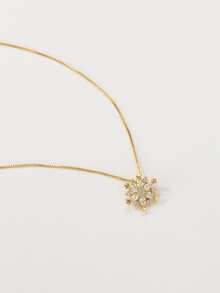 水鑽雪花吊墜項鍊 - 金黃色 - 查看 2