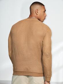 Manfinity Men Solid Round Neck Sweatshirt - Khaki - View 2