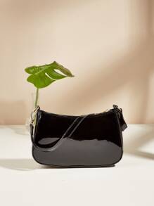 極簡風格人造漆皮法棍包