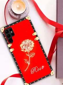 水钻玫瑰手机壳，国际版，非国内版 - 紅色 - 查看 1