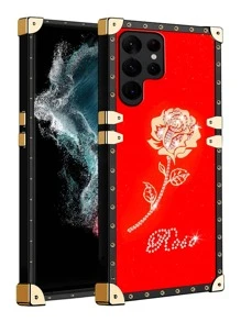 水钻玫瑰手机壳，国际版，非国内版 - 紅色 - 查看 2