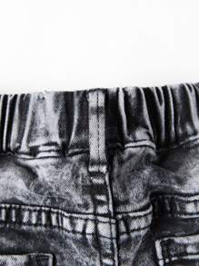 Baby Boy Elastic Waist Washed Jeans - Grey - View 5