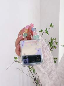 Cartoon Bear Print Clear Phone Case With Handstrap - Multicolor - View 2