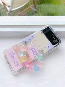 Cartoon Bear Print Clear Phone Case With Handstrap - Multicolor - View 4