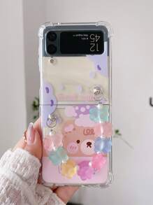 Cartoon Bear Print Clear Phone Case With Handstrap - Multicolor - View 5