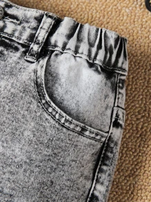 Boys Bleach Wash Slant Pocket Jeans - Grey - View 5