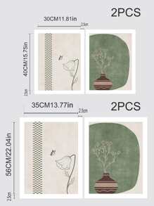 2pcs Butterfly & Floral Print Unframed Painting - Multicolor - View 5
