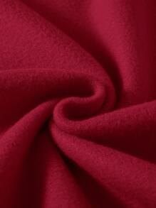 SHEIN LUNE Feather & Butterfly Print Thermal Pullover - Burgundy - View 3