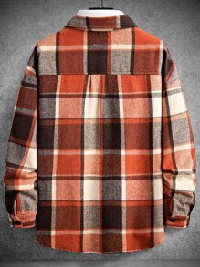 Manfinity Homme 1pc Loose Fit Men's Plaid Overcoat With Flap Detail And Drop Shoulders - Multicolor - View 2