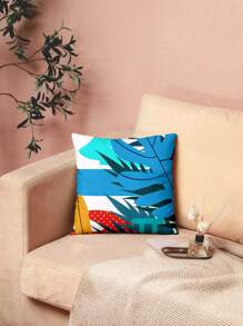 Leaf Print Cushion Cover Without Filler - Multicolor - View 4