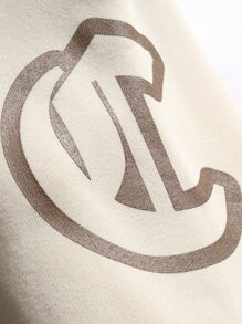 Aesthetic Post--Loose Fit Men's Letter Graphic Two-Tone Varsity Jacket Without Hoodie - Coffee Brown - View 7