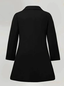 SHEIN Clasi Abrigo de cuello con solapa de doble botonadura - Negro - Ver 2