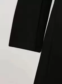 SHEIN Clasi Abrigo de cuello con solapa de doble botonadura - Negro - Ver 3