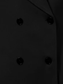 SHEIN Clasi Abrigo de cuello con solapa de doble botonadura - Negro - Ver 5